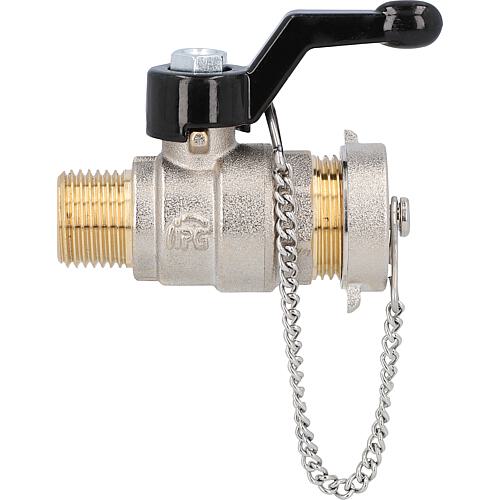 Ball valve with closure cap and aluminium hand lever, DN15 (1/2") ET