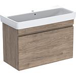 Base cabinet + washbasin Geberit Renova Plan in ceramic, 1000x616x480 mm walnut hickory