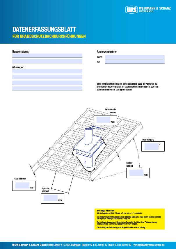<p>Datenerfassung Brandschutzdachdurchführung</p>