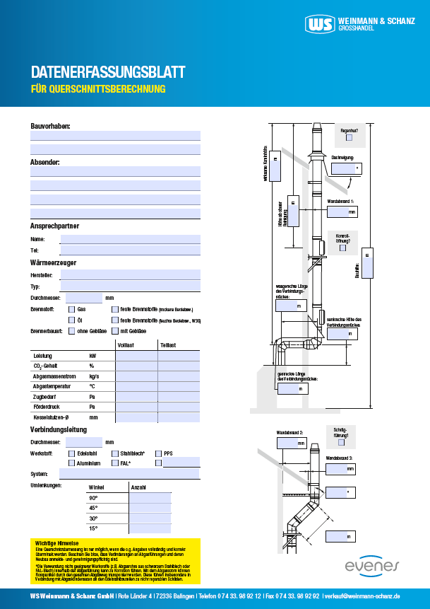 <p>Datenerfassung evenes Kamin doppelwandig</p>