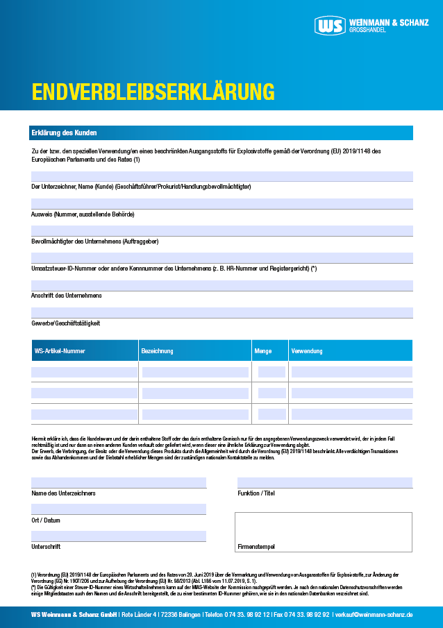 <p>Endverbleibserklärung</p> <p> </p>