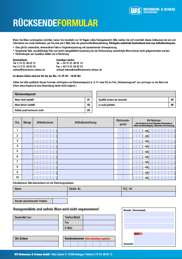 <p>Rücksendeformular</p> <p> </p>