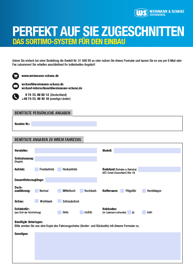 <p>Sortimo Fahrzeugangaben</p> <p> </p>