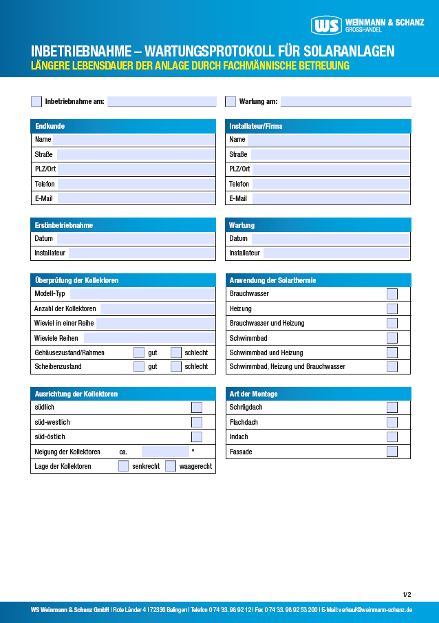 <p>Wartungsprotokoll Solaranlagen</p> <p> </p>