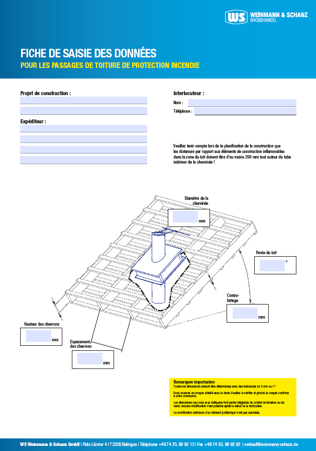 <p>Enregistrement des données de la traversée de toit coupe-feu</p> <p> </p>