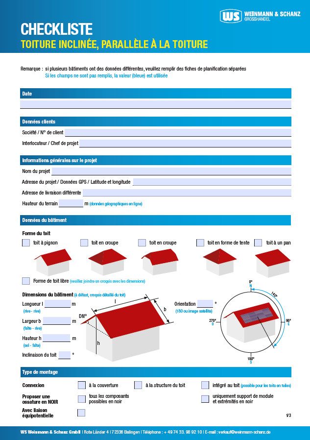 <p>Liste de contrôle PV Toit incliné</p> <p> </p>