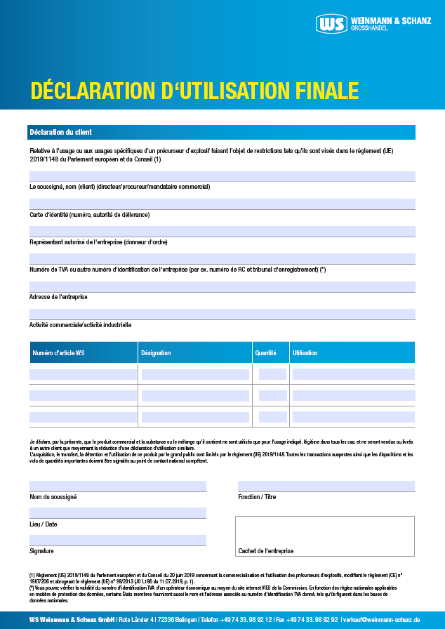 <p>Déclaration de destination finale</p> <p> </p> <p> </p>