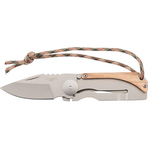 Couteau de poche compact,         *KB* longueur ouverte 14,0cm et securite lame, en bois de zebre