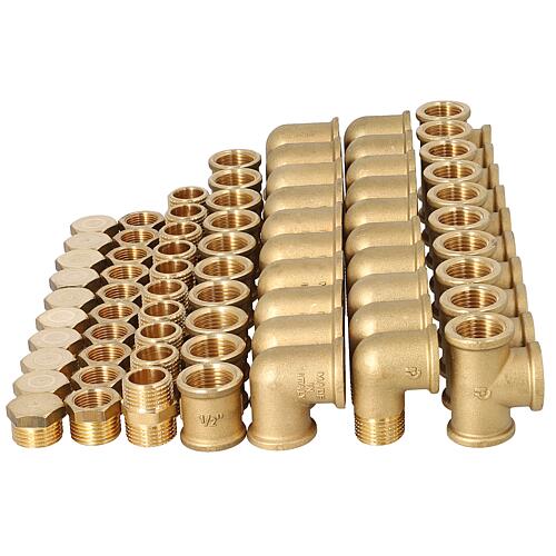 Advantage package brass threaded fittings DN 15 (1/2"), 70 pieces Standard 1