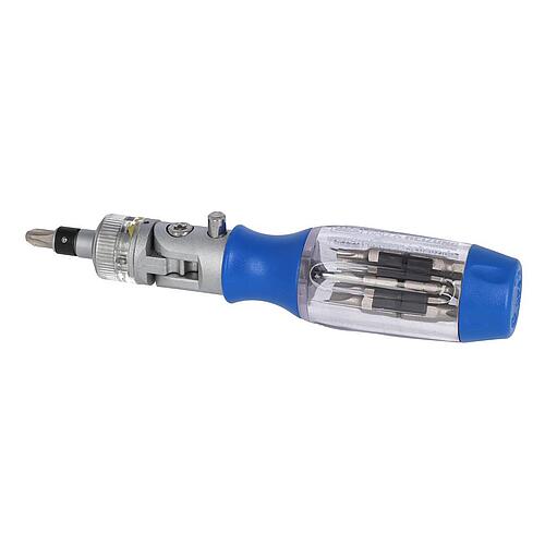 WS ratchet screwdriver 1/4" with swivel head + bit magazine