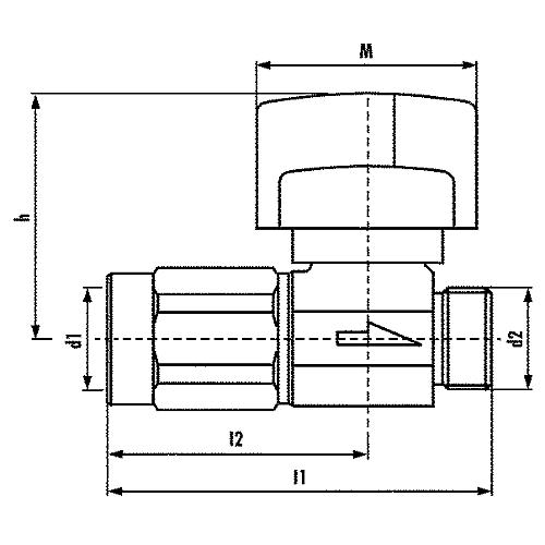 Gas isolation ball valve DN 15 1/2" for hose connection gateway form with TAS