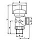 Gas isolation ball valve DN 15 1/2" for hose connection 90° form with TAS