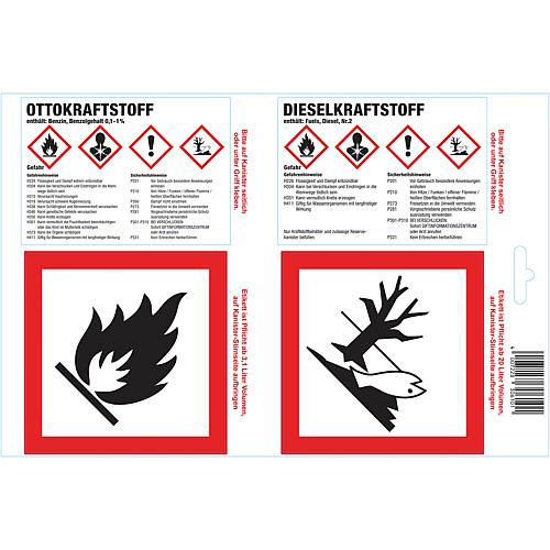 Adhesive label for petrol/diesel fuel 25x4 sheets