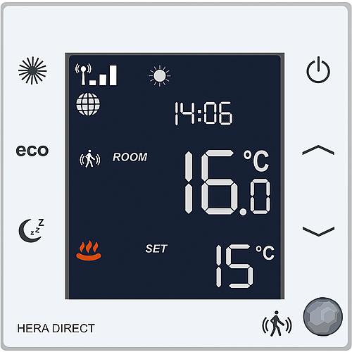 Thermostat d'ambiance Hera Direct, pour servomoteur FBH NC et NO, 230V/AC