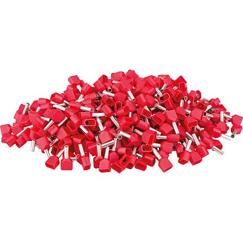 Cosse jumelle isolee 1,5 x 16 rouge, sachet a 500 Pieces