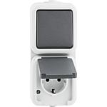 Surface-mounted combination IP 44, changeable earthed socket, grey D 6666 WAB