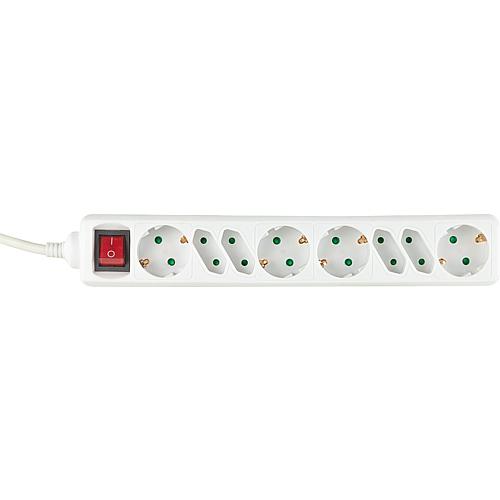 Socket strip-QSL 8-way, 4 x earthed socket, 4 x Euro Standard 1