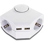 Multiprise d´angle, 2 prises avec ports USB