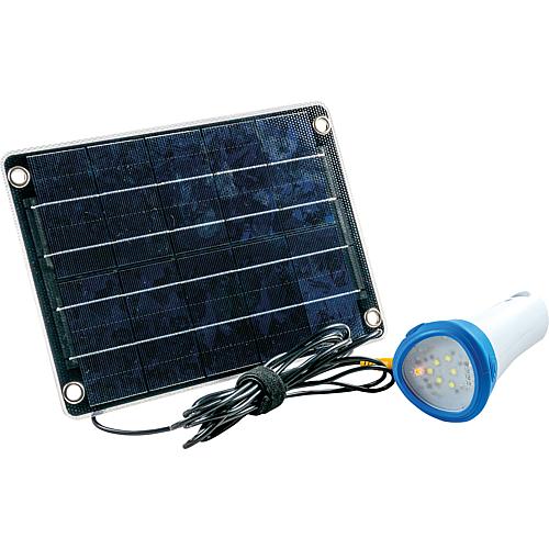 Solar-Akku-Beleuchtungsset Energiespeicher + Taschenlampe Mobile One blau