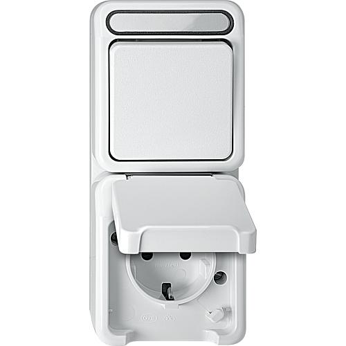 Aquastar earthed socket/toggle switch, 2-way, vertical Standard 2