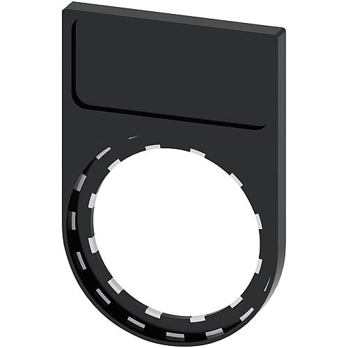 Label mount, flat, rounded, black for nameplates 3SU1900-0AG10-0AA0, PU = 10 units.