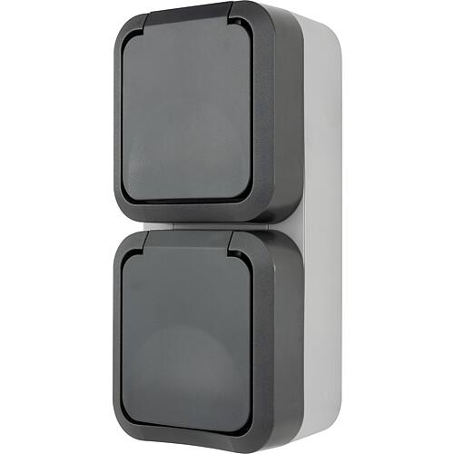 2-gang socket vertical, AquaStorm, surface-mounted, grey Anwendung 2