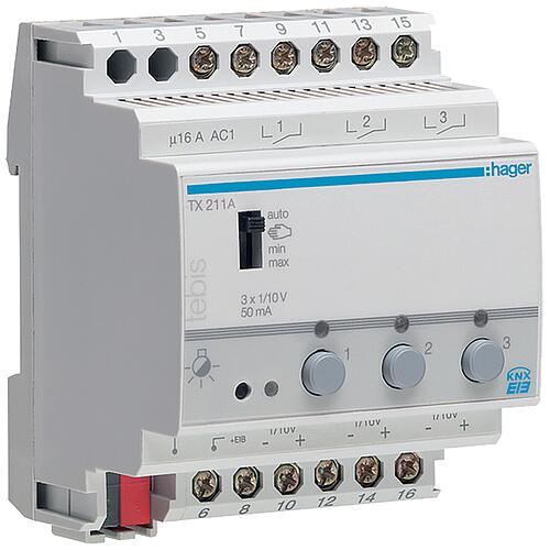 Hager switch actuator dimming actuator 3-way KNX REG TX211A Standard 1