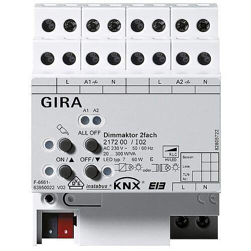 GIRA Dimmaktor 2-fach 2x300 W/VA KNX REG Standard 1