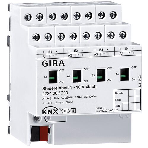 GIRA Steuereinheit 1-10V 4-fach mit Handbetätigung für KNX REG Standard 1