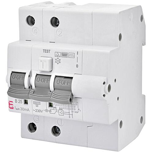 ETI FI-LS switch KZS-4M, 2-pole, type B, B25 / 0.03A, instantaneous