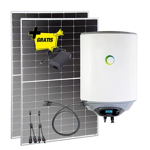 PV boiler Starter sets, 30 litres, with 2 x PV panel, connection cable and FREE Power supply units Standard 1