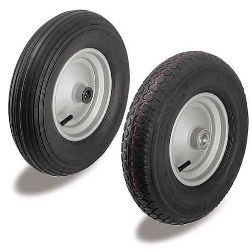 Wheels with pneumatic tyres, sheet steel rims with groove profile, model P Anwendung 1