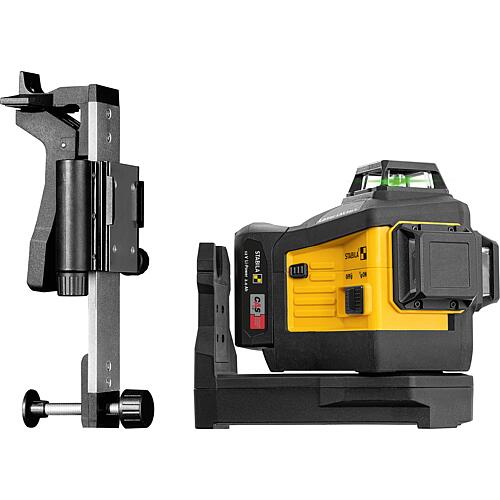 Cordless cross line laser STABILA 12V LAX 600 G, self-levelling, 3 x 360° green laser lines, max. range: 40 m Carrying case