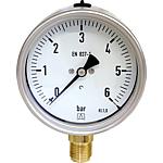 Bourdon tube pressure gauge with stainless steel housing