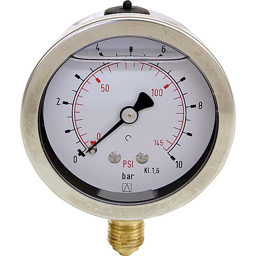 Glycerine Bourdon tube pressure gauge ø 63 mm, DN 8 (1/4“) radial Standard 1