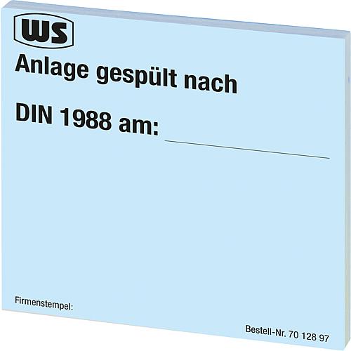 Wartungsaufkleber "Spülen Leitungsanlage nach DIN 1988" Standard 1