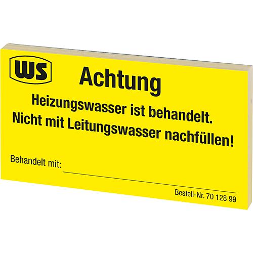 Information sticker Heating water treatment 1 50 unit block, yellow