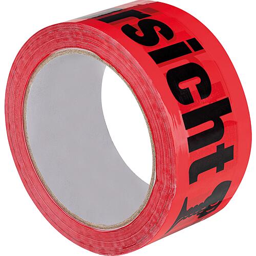 Warning tape red Caution glass, 50mm: 66m, 32my, 1 piece