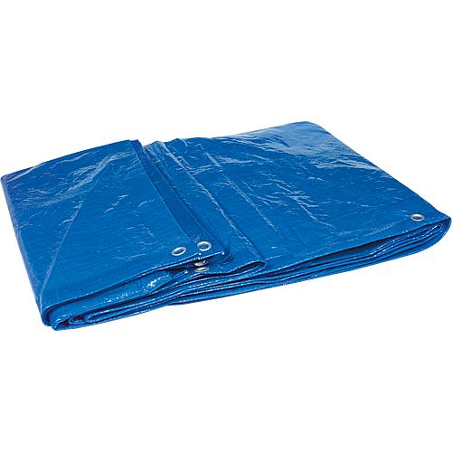 Tarpaulin, HDPE strip fabric fabric 120g/m2 with border + eyelets 4 x 6 m colour: blue