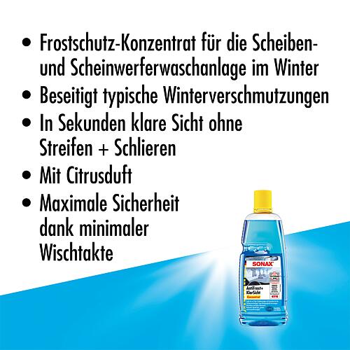 Winter Windscreen Cleaner SONAX AntiFrost + ClearSight Concentrate Citrus Anwendung 3