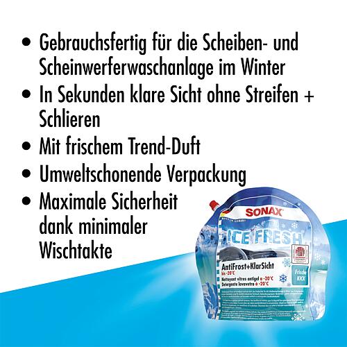 Winter windscreen cleaner SONAX AntiFrost + ClearSight up to -20°C Ice-fresh Standard