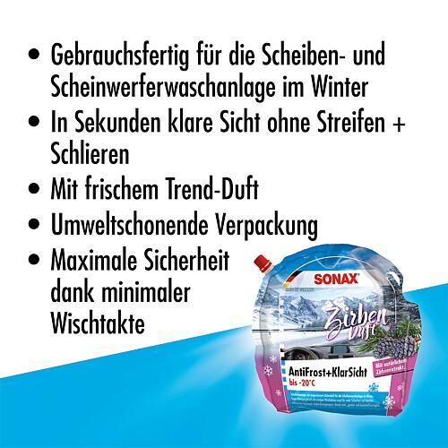 Nettoyant antigel pour vitres SONAX AntiFrost + KlarSicht jusqu'à -20°C Zirbe Anwendung 3