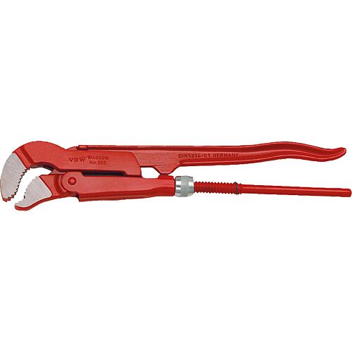 Stainless steel pipe wrench S-jaw, polished with reinforced sleeve Standard 1