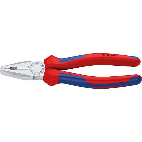 Combination pliers chrome-plated with two-colour dual-component handles Length 200mm