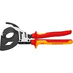 Cable cutter, ratchet principle VDE Knipex, insulated, Length: 320mm, 3 gears, automatic