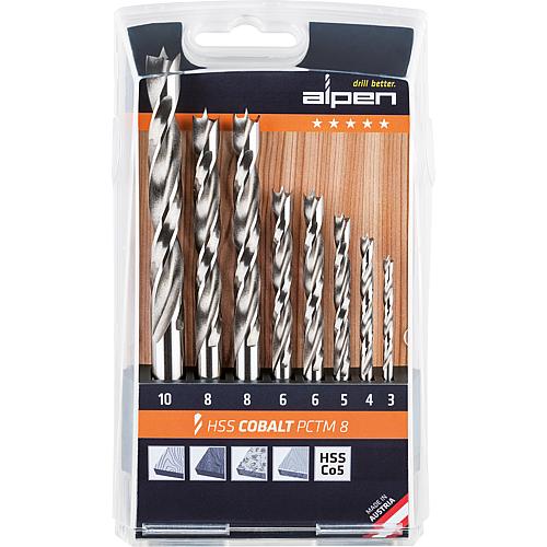 Wood twist drill set, HSS Cobalt Standard 2