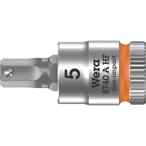 Ratchet bit WERA 8740 A HF hexagonal socket 5mm length 28.0mm drive 6.3mm (1/4")