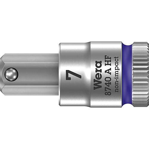 Ratchet bit WERA 8740 A HF hexagonal socket 7mm length 28.0mm drive 6.3mm (1/4")