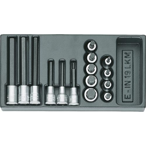 Screwdriver insert set 1/2”, in 1/3 module, 15-piece Standard 1