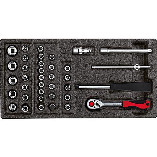 Socket wrench set 1/4", in 1/3 foam module, 37-piece Standard 1